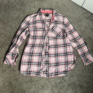 Talbots Pink and Black Plaid Shirt